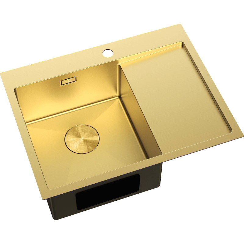 Mexen Exar zlewozmywak stalowy 1-komorowy z ociekaczem, lewy 620 x 480 mm, złoty - 6431621005L-55