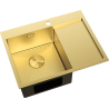 Mexen Exar steel sink 1-bowl with drainer, left 620 x 480 mm, gold - 6431621005L-55