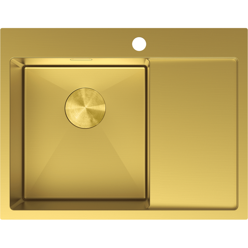 Mexen Exar fregadero de acero inoxidable de 1 cubeta con escurridor, izquierda 620 x 480 mm, dorado - 6431621005L-55