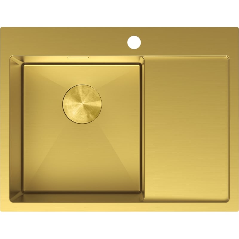 Mexen Exar zlewozmywak stalowy 1-komorowy z ociekaczem, lewy 620 x 480 mm, złoty - 6431621005L-55