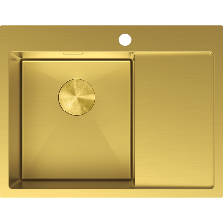 Mexen Exar Edelstahlspüle 1-Becken mit Abtropffläche links 620 x 480 mm, gold - 6431621005L-55