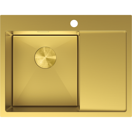 Mexen Exar fregadero de acero inoxidable de 1 cubeta con escurridor, izquierda 620 x 480 mm, dorado - 6431621005L-55