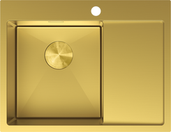 Mexen Exar Stahlspüle 1-beckig mit Abtropffläche, links 620 x 480 mm, gold - 6431621005L-55