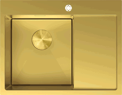 Mexen Exar stalen spoelbak 1-komerig met linker afdruiprek 620 x 480 mm, goud - 6431621005L-55