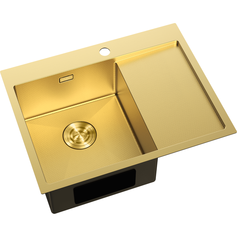 Mexen Exar teräksinen 1-allasinen keittiöallas vasemmanpuoleisella valutustasolla 620 x 480 mm, kultainen HC