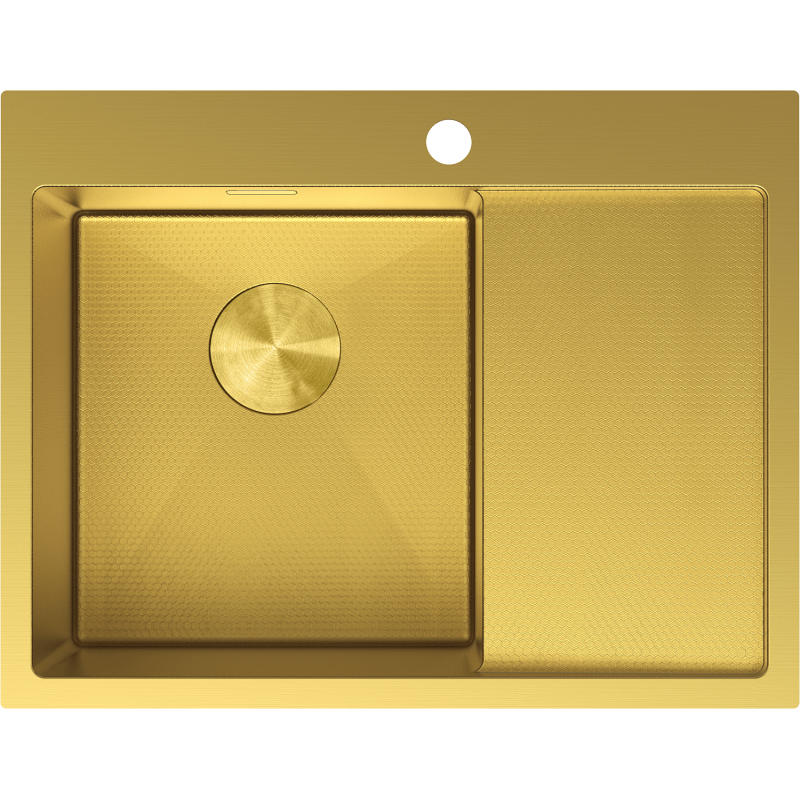 Mexen Exar 1-Kammer-Edelstahlspüle mit Abtropffläche, links 620 x 480 mm, gold HC - 6431621005L-55HC