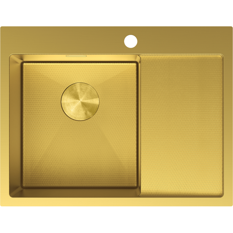 Mexen Exar Edelstahlspüle 1-Becken mit linker Abtropffläche 620 x 480 mm, Gold HC - 6431621005L-55HC