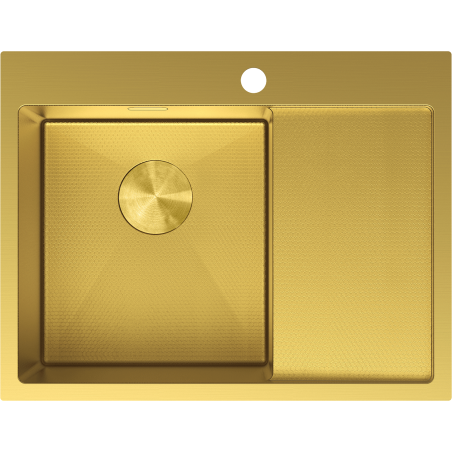 Mexen Exar stainless steel sink 1-bowl with drainer, left 620 x 480 mm, gold HC - 6431621005L-55HC