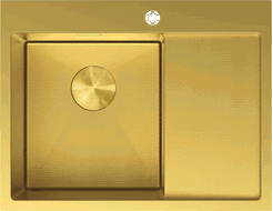 Mexen Exar roestvrijstalen gootsteen 1-komorige met afdruiprek links 620 x 480 mm, gouden HC - 6431621005L-55HC