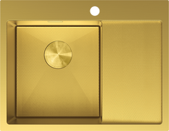 Mexen Exar stalen gootsteen met 1 bak en afdruiprek, links 620 x 480 mm, goud HC - 6431621005L-55HC