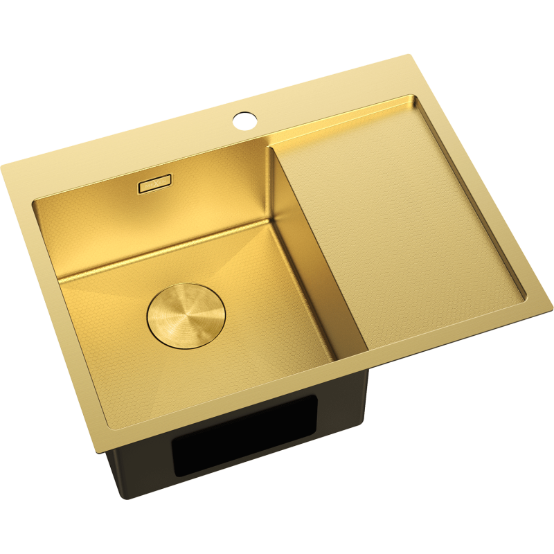 Mexen Exar teräksinen 1-allasinen keittiöallas vasemmanpuoleisella valutustasolla 620 x 480 mm, kultainen HC