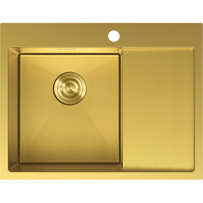 Mexen Exar zlewozmywak stalowy 1-komorowy z ociekaczem, lewy 620 x 480 mm, złoty HC - 6431621005L-55HC