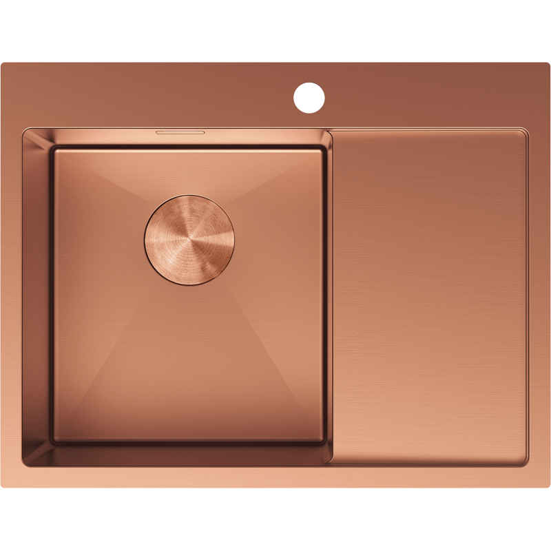 Mexen Exar fregadero de acero de 1 cubeta con escurridor, izquierdo 620 x 480 mm, cobre - 6431621005L-65