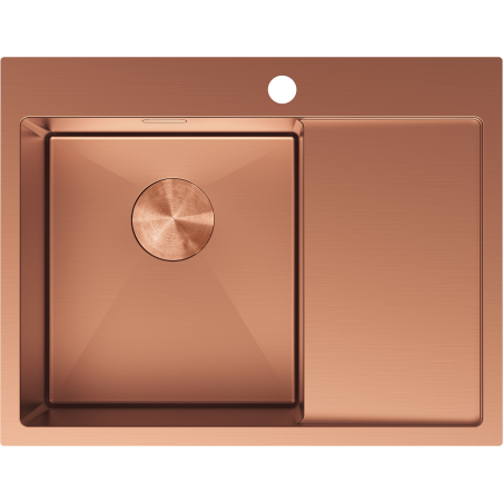 Mexen Exar lavello in acciaio 1 vasca con sgocciolatoio, sinistro 620 x 480 mm, rame - 6431621005L-65