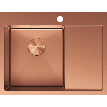 Mexen Exar stainless steel sink 1-bowl with drainer, left 620 x 480 mm, copper - 6431621005L-65
