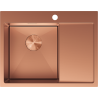Mexen Exar diskbänk i rostfritt stål 1-kammare med vänster avrinning 620 x 480 mm, koppar - 6431621005L-65