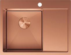 Mexen Exar stainless steel sink 1-bowl with drainer, left 620 x 480 mm, copper - 6431621005L-65