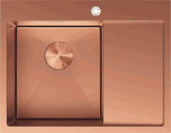 Mexen Exar stainless steel sink 1-bowl with left drainer 620 x 480 mm, copper - 6431621005L-65