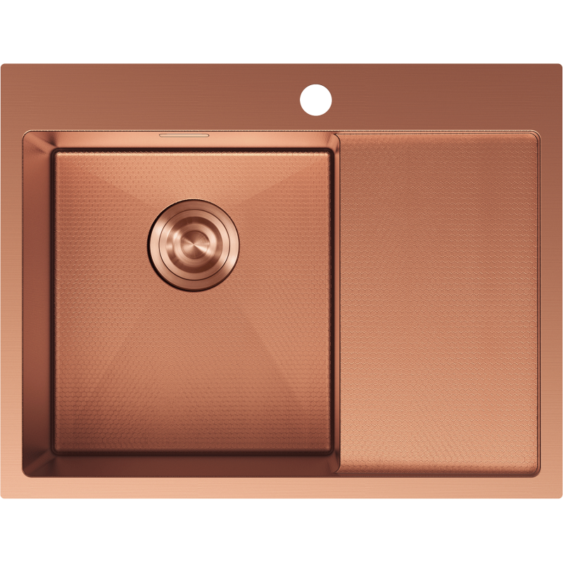 Mexen Exar évier en acier inoxydable 1 bac avec égouttoir, gauche 620 x 480 mm, cuivre HC - 6431621005L-65HC