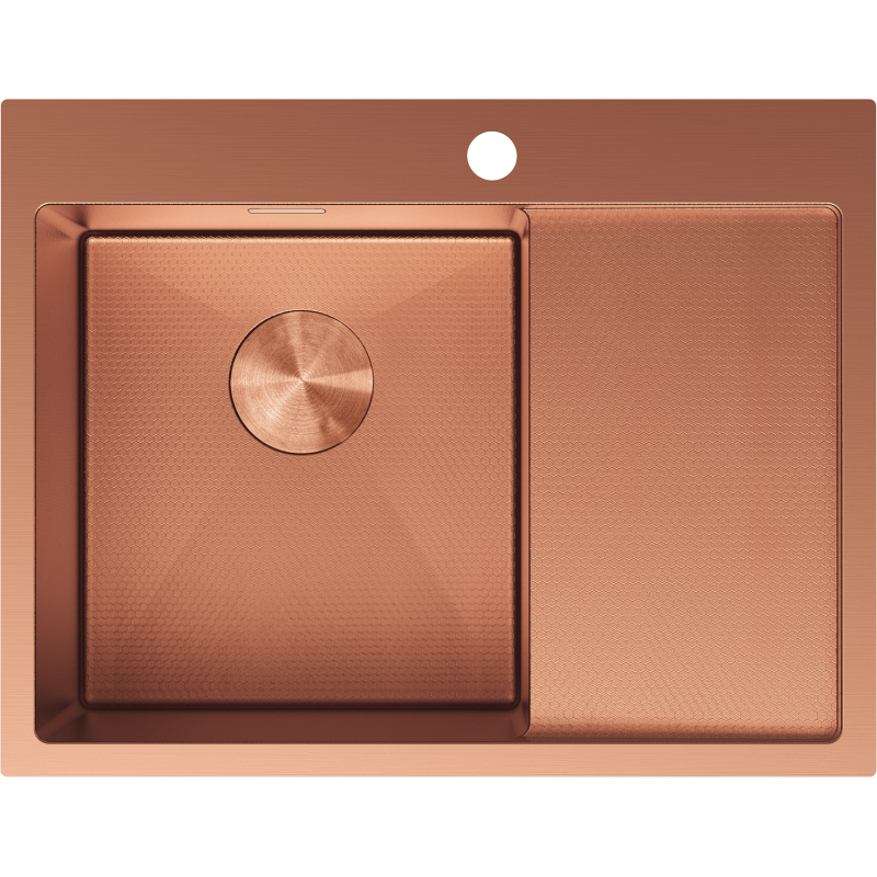 Mexen Exar teräksinen 1-altaallinen tiskiallas vasemmanpuoleisella valutustasolla 620 x 480 mm, kuparinväri HC