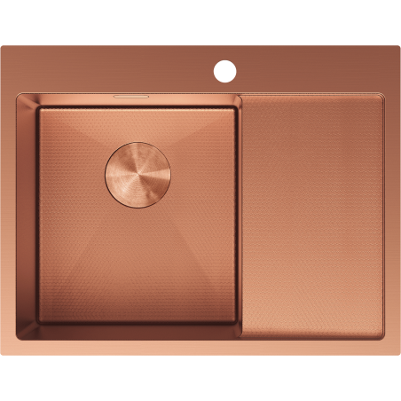 Mexen Exar zlewozmywak stalowy 1-komorowy z ociekaczem, lewy 620 x 480 mm, miedź HC - 6431621005L-65HC