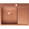 Mexen Exar évier en acier inoxydable 1 bac avec égouttoir, gauche 620 x 480 mm, cuivre HC - 6431621005L-65HC