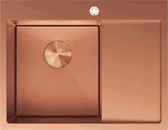 Mexen Exar roestvrijstalen spoelbak 1-kompartement met linker afdruipgedeelte 620 x 480 mm, koper HC - 6431621005L-65HC