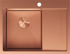 Mexen Exar stainless steel 1-bowl sink with drainer, left 620 x 480 mm, copper HC - 6431621005L-65HC