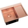 Mexen Exar stalen gootsteen 1-kamer met afdruiprek links 620 x 480 mm, koper HC - 6431621005L-65HC