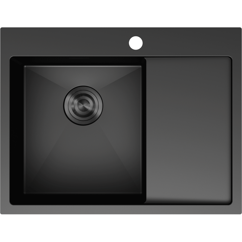 Mexen Exar évier en acier inoxydable 1 bac avec égouttoir à gauche 620 x 480 mm, noir - 6431621005L-70