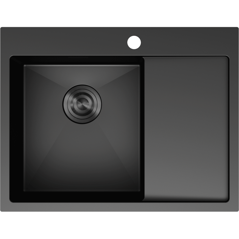 Mexen Exar steel sink 1-bowl with drainer, left 620 x 480 mm, black - 6431621005L-70