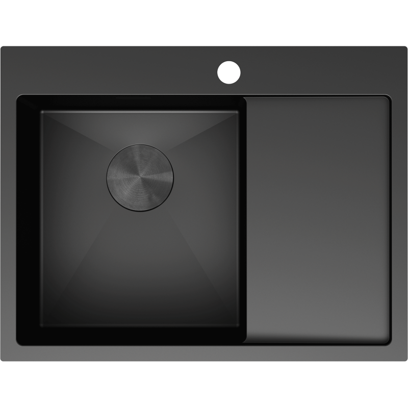 Mexen Exar Edelstahlspüle 1-Becken mit Abtropffläche, links 620 x 480 mm, schwarz - 6431621005L-70