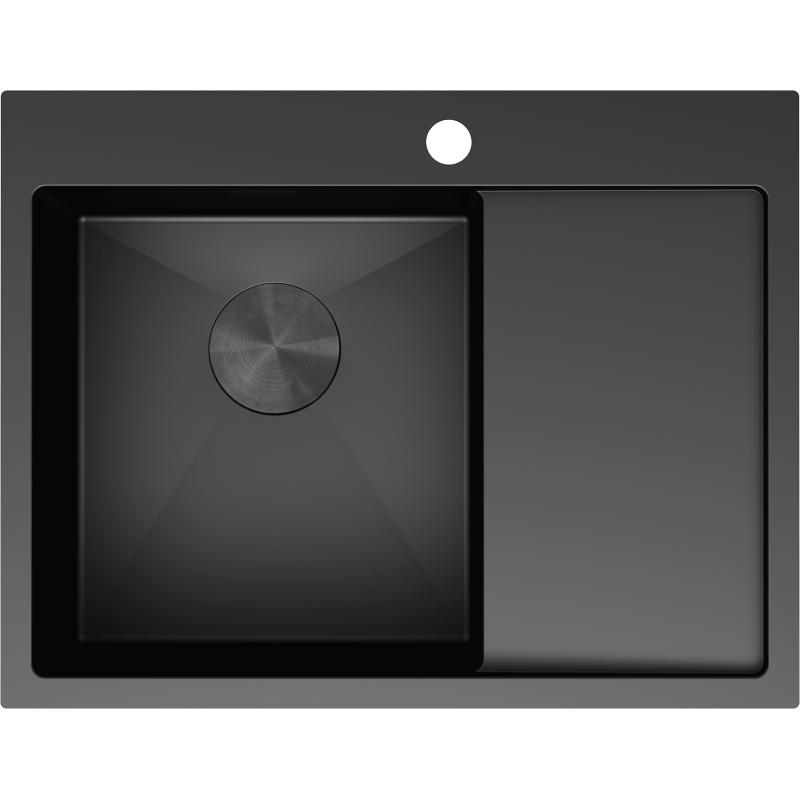 Mexen Exar fregadero de acero de 1 cubeta con escurridor, izquierdo 620 x 480 mm, negro - 6431621005L-70