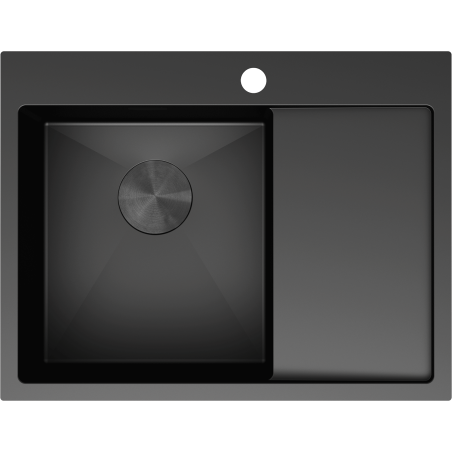 Mexen Exar Edelstahlspüle 1-Becken mit Abtropffläche, links 620 x 480 mm, schwarz - 6431621005L-70