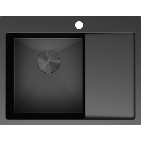 Mexen Exar fregadero de acero de 1 cubeta con escurridor, izquierdo 620 x 480 mm, negro - 6431621005L-70