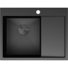 Mexen Exar lavello in acciaio a 1 vasca con gocciolatoio, sinistro 620 x 480 mm, nero - 6431621005L-70