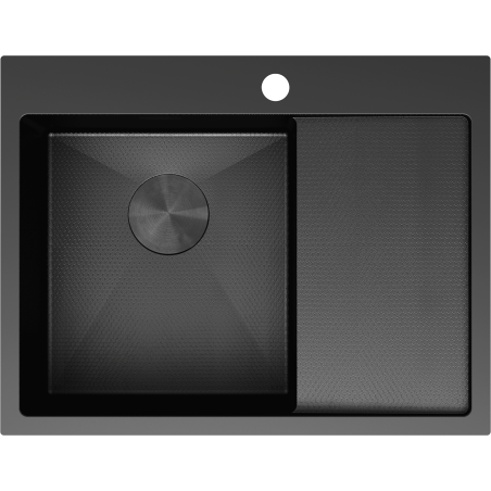 Mexen Exar 1-bowl steel sink with drainer, left 620 x 480 mm, black HC - 6431621005L-70HC