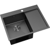 Mexen Exar Edelstahlspüle 1-beckig mit Abtropffläche links 620 x 480 mm, schwarz HC - 6431621005L-70HC
