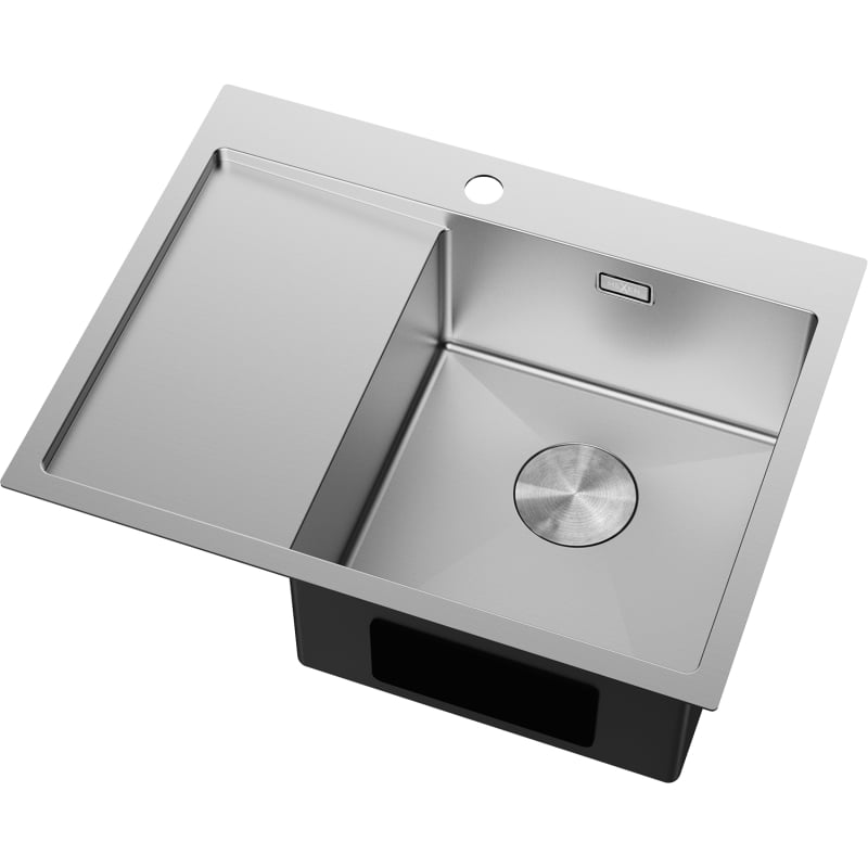 Mexen Exar ühekambriline terasest valamu äravoolualusega, parempoolne 620 x 480 mm, inox - 6432621005P-01