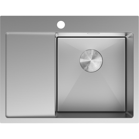Mexen Exar roestvrijstalen spoelbak 1-komors met rechter afdruipplaat 620 x 480 mm, inox - 6432621005P-01