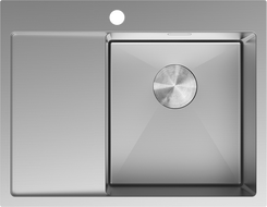 Mexen Exar enkel diskbänk i rostfritt stål med avrinningsyta höger 620 x 480 mm, inox - 6432621005P-01