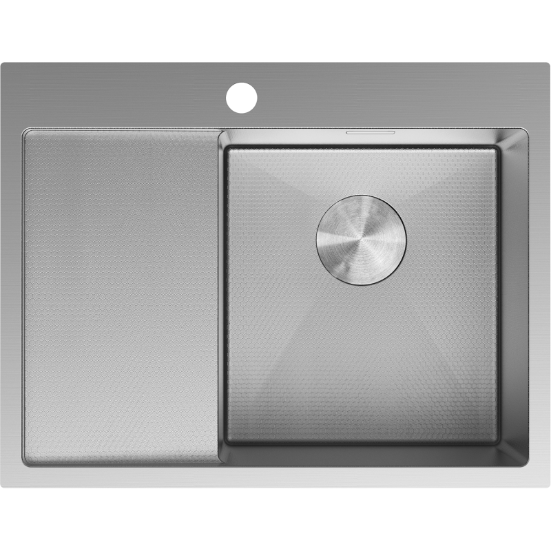 Mexen Exar Edelstahlspüle 1-becken mit Abtropffläche rechts 620 x 480 mm, Inox HC - 6432621005P-01HC