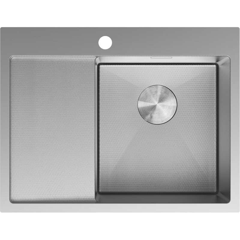 Mexen Exar roostevabast terasest 1-kausiga valamu nõrutusplaadiga, parempoolne 620 x 480 mm, inox HC - 6432621005P-01HC
