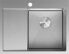 Mexen Exar Edelstahlspüle 1-becken mit Abtropffläche rechts 620 x 480 mm, Inox HC - 6432621005P-01HC
