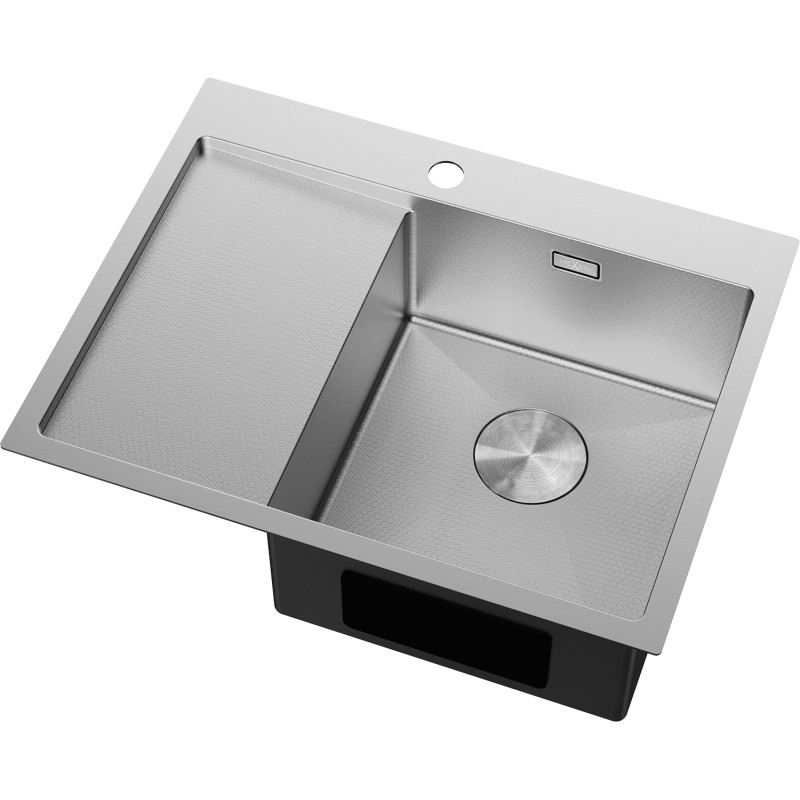 Mexen Exar zlewozmywak stalowy 1-komorowy z ociekaczem, prawy 620 x 480 mm, inox HC - 6432621005P-01HC
