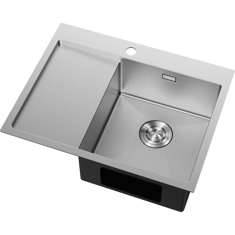 Mexen Exar évier en acier inoxydable 1 bac avec égouttoir, à droite 620 x 480 mm, inox HC - 6432621005P-01HC
