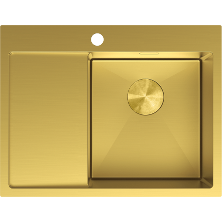Mexen Exar Edelstahlspüle 1-Becken mit Ablage rechts 620 x 480 mm, gold - 6432621005P-55