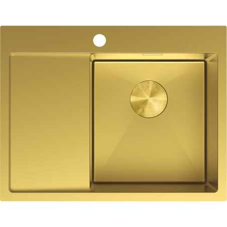 Mexen Exar lava-loiça de aço inoxidável com 1 cuba e escorredor à direita 620 x 480 mm, dourado - 6432621005P-55