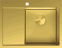 Mexen Exar Edelstahlspüle 1-beckig mit Abtropffläche, rechts 620 x 480 mm, gold - 6432621005P-55