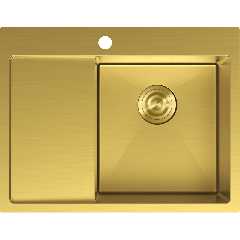 Mexen Exar fregadero de acero inoxidable de 1 cubeta con escurridor, derecho 620 x 480 mm, dorado - 6432621005P-55